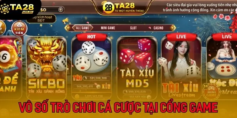 Giới thiệu vô số trò chơi cá cược tại cổng game